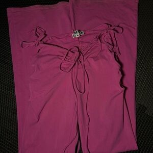 I.AM.GIA Magenta Ruched Side Tie Flare Pants Lounge Set Size M Pink Y2K